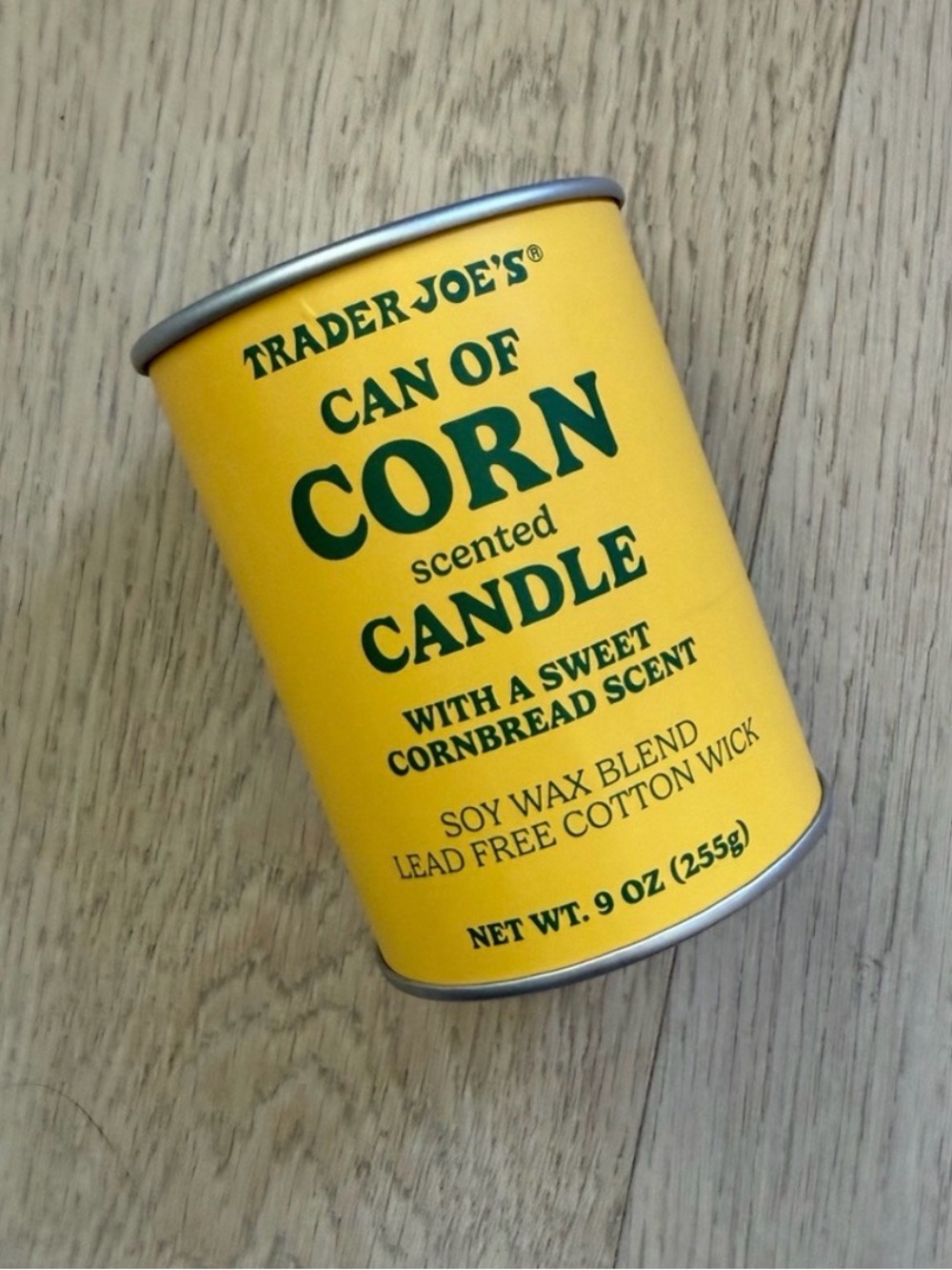 NWT Trader Joe’s Can of Corn Candle!